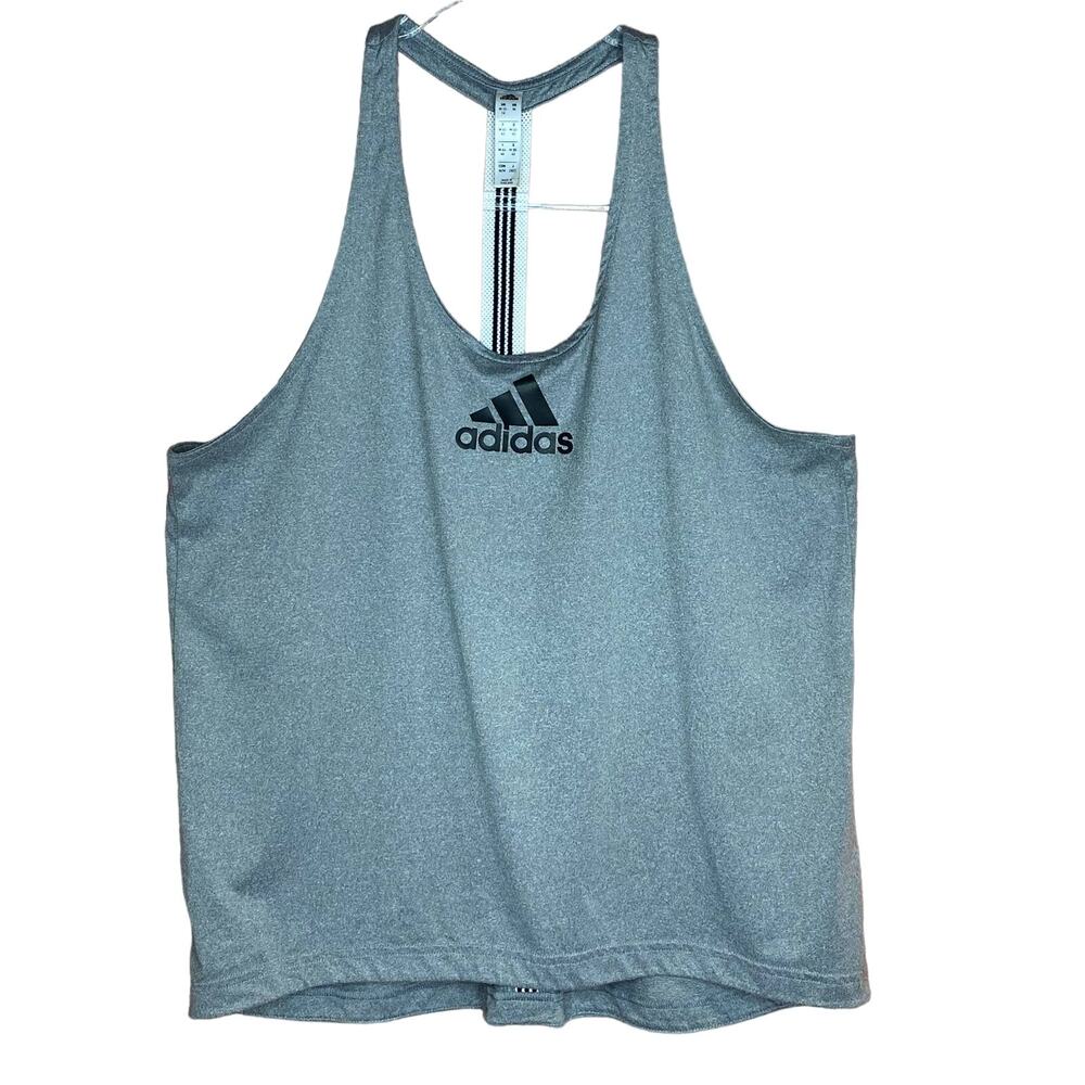 Adidas Womens Size Medium Tank Top Gray Black‎ Activewear Workout Running Gym
